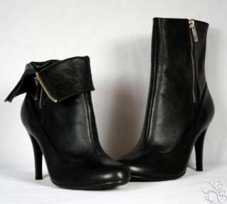 COACH Bethie Black Smooth Nappa Leather Sig C Womens Ankle Boots A7342 