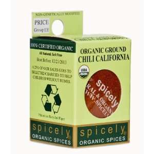 Spicely 100% Certified Organic and Certified Gluten Free, Ground Chili 