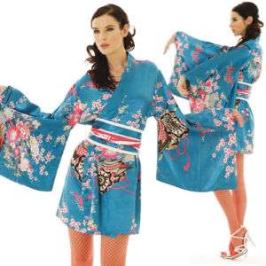 sexy japanese yukata robe kimono obi geisha mini dress  