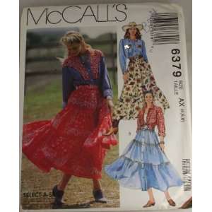  McCalls 6379 Misses Shirt,Skirt and Belt Size AX 4,6,8 
