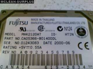 Fujitsu MHK2120AT IDE 12GB Laptop Hard Drive *TESTED*  