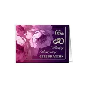  65th Wedding Anniversary. Invitation. Pink Roses Card 