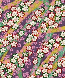 JAPANESE YUZEN WASHI CHIYOGAMI 12X9 BLOSSOMS/ LAVENDER  