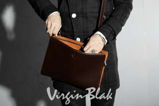 vb HOMME Convertible Leather Envelope Clutch/Shoulder Bag 4BK  