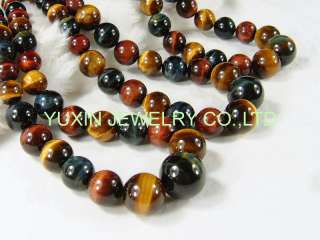 YSS187 Colorful tiger eye stone round beads necklace  