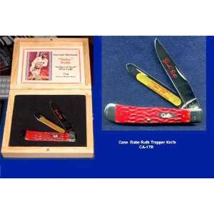 CASE XX Babe Ruth Trapper Gift Set Red Bone 4 1/8 Pocket Knife 