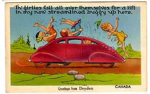 UNUSED 1930S POSTCARD FUNNY GREETINGS FROM DRYDEN CANADA 1485  