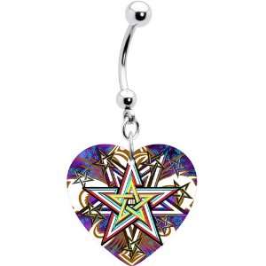  Heart Five Pointed Star Belly Ring: Jewelry
