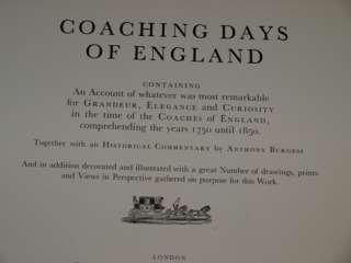 Coaching Days of England 1966 EDITION 1750 1850 Illust.  