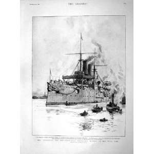   1892 Ship H.M.S. Blenheim Cruiser Blake Wyllie Print