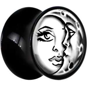   Black Acrylic Black White Celestial Sun And Moon Saddle Plug Jewelry
