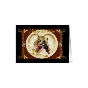  79th Birthday / Gold and Black Framed Angel with Harp Card 
