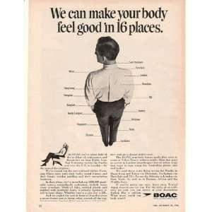  1968 BOAC Airways Make Your Body Feel Good 16 Places Print 