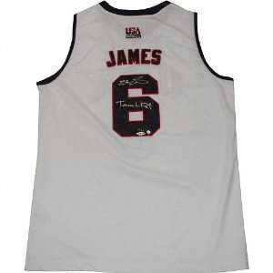  LeBron James Team USA Autographed White Jersey with Team 