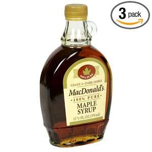 MacDonalds Maple Syrup, 12.5 Ounce Bottle (Pack of 3):  