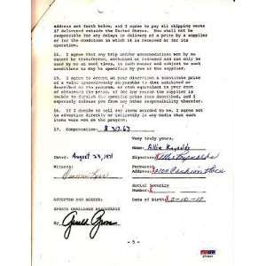   Reynolds Signed 1971 TV Contract PSA COA Yankees   MLB Cut Signatures