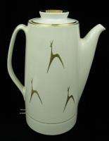 Hall Pottery China Coffee Percolator New York Shape Gold Antelope/Deer 