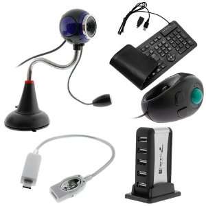 GTMax 5pcs  Blue/Black Flexible 8MP USB Webcam with Microphone + Black 