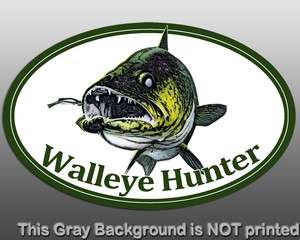 Oval Walleye Hunter Sticker   decal fish fishing yellow  