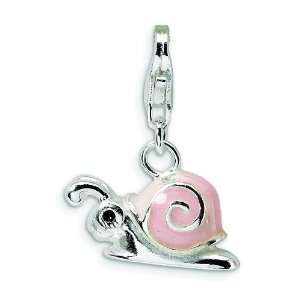  Sterling Silver Enameled Snail Lobster Clasp Charm 