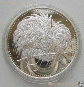 PAPUA NEW GUINEA 5 Kina 1994 Silver PF Bird of Paradise  
