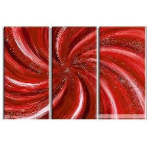  Red Infusion   3 Piece Abstract Canvas Oil Painting: Home 