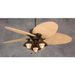 52 Maui Bay Ceiling Fan in Weathered Bronze with Wicker Blades Finish 