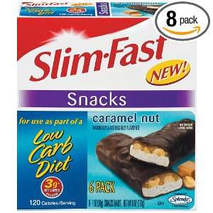  Slimfast Low Carb Snack Bar, Caramel Nut, (Eight Boxes of 