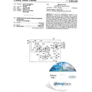  NEW Patent CD for WORK CONTROL DEVICE FOR FLUID DRIVEN 
