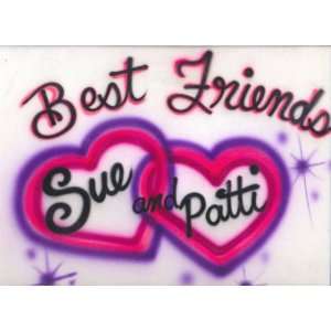   Custom Airbrushed Best Friends Sweatshirt with Hearts: Everything Else