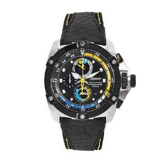 Seiko Mens SPC049 Velatura Black Leather Black Chronograph Dial Watch 
