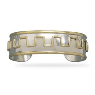 Sterling Silver Cuff Bracelet w/ 14k Gold Heart  