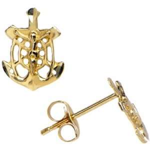  14k Yellow Gold Religious Jesus Stud Earrings: Jewelry