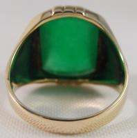 MENS RING ANTIQUE VINTAGE DECO COLLECTIBLE JADE 10K YELLOW GOLD  