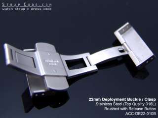 22mm Deployment Buckle /Clasp, Brushed Stainless Steel  