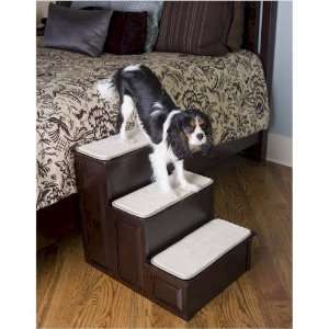  Three Step Wood Pet Stairs   Espresso