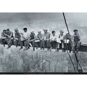  New York   Men On Girder   Wood Plaqued Poster (Silver) by 