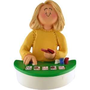  3228 Poker Player Female Blonde Personalized Ornament 