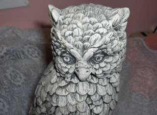 Vintage Intricately Carved Clay Owl Sculpture Statue  