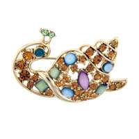 PUGSTER BLUE WITH APRIL BIRTHSTONE PEARL BROOCH PIN G07  