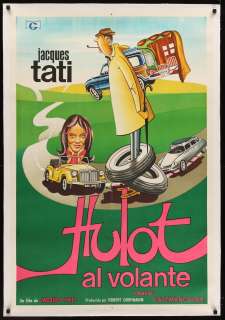   1971 Jacques Tati Beautiful colorful 29x43 poster on linen  