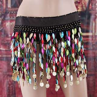 Belly Dance skirt Golden Sequins Leaves Beads H2632B  