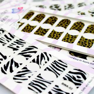 30pcs Nail Art Decoration Tips Stripe Decor Leopard Zebra Pattern 