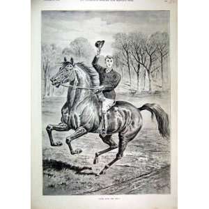  1893 Man Horse Salute Trees Country Scene Old Print