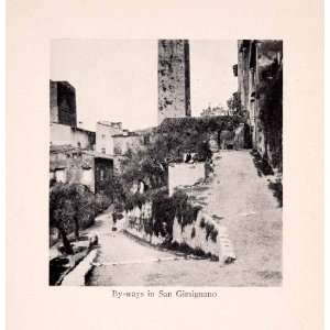  1912 Print Path San Gimignano Tuscany Italy Medieval Hill 