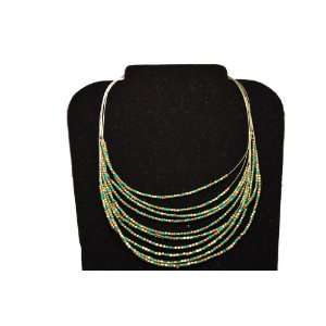  Turquoise Gold Seed Bead Nested Necklace: Jewelry