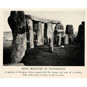  1929 Halftone Print Stonehenge Boulders Monument Burial 