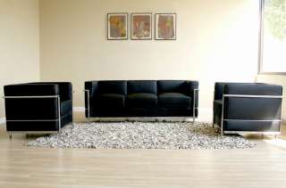 Le Corbusier Petite Sofa Set in Black Leather   Click Image to Close