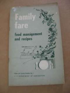 Vintage 1950 Cookbook Family Fare Food Management Recipes Dept 