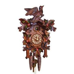  Cuckoo Clock Schneider 90/10 Painted Flowers 5 Leaves One Day Wind 